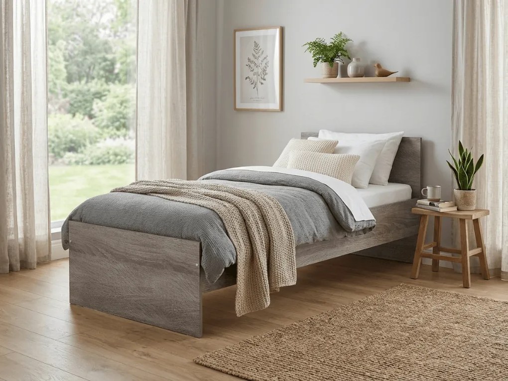 Posteľ ELISA 90 x 200 cm, dub lanýž Rošt: S lamelovým roštom, Matrac: Matrac Deluxe 10 cm