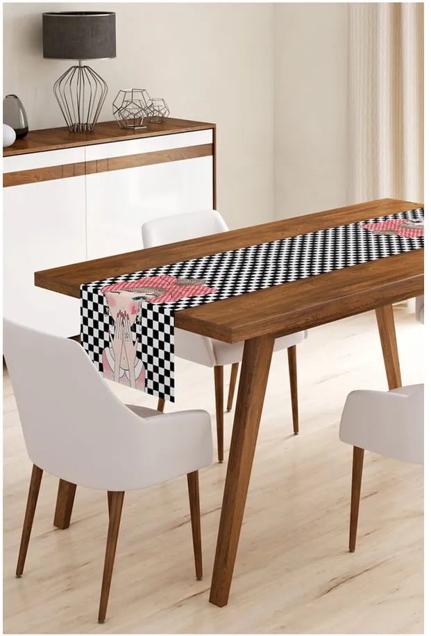 Behúň na stôl z mikrovlákna Minimalist Cushion Covers Wink Girl, 45 × 145 cm