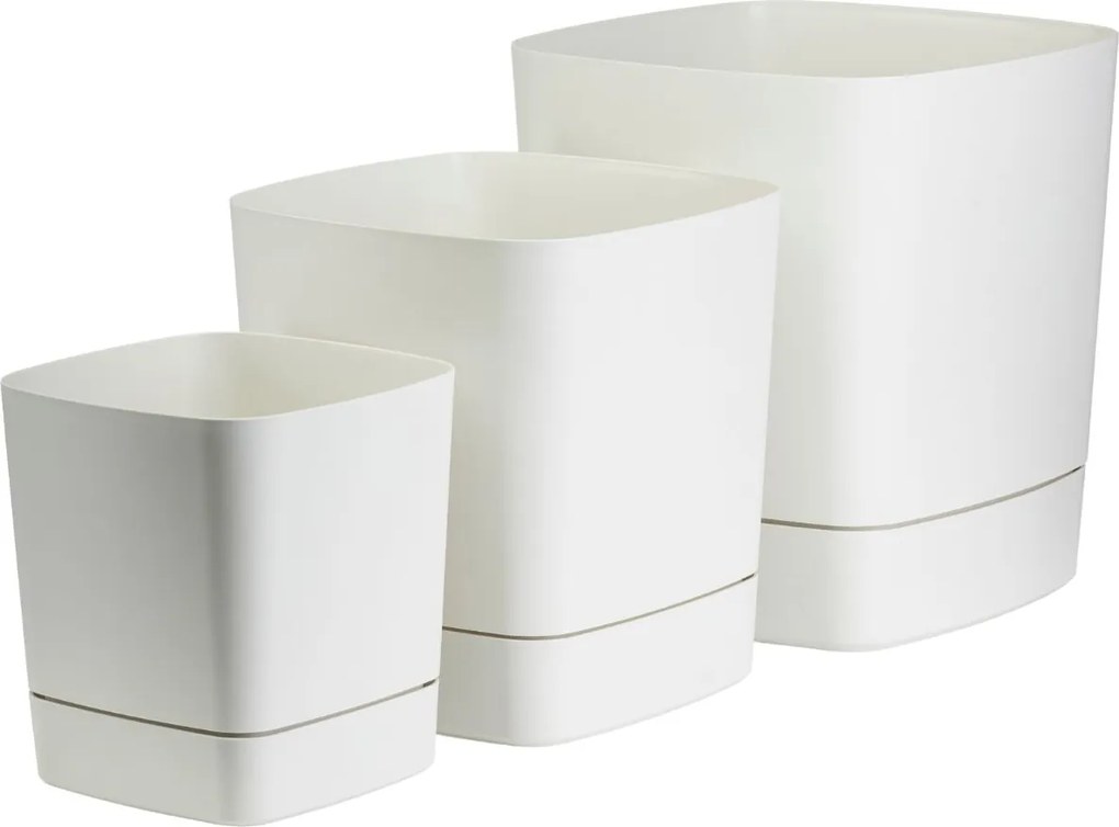 PLASTOVÝ KVETINÁČ CUBI 25X27,5 CM KRÉMOVÁ