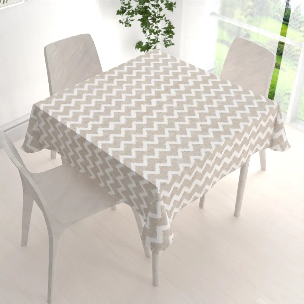 Biante Veľký dekoračný štvorcový obrus Porto PRT-006 Režný cik-cak 260x260 cm