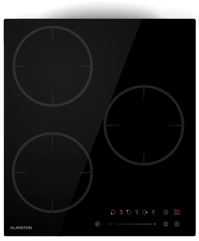 Klarstein Delicatessa Indukčná varná doska, 45 cm, 6600 W, 3 varné platne, Slider-Control, Boost