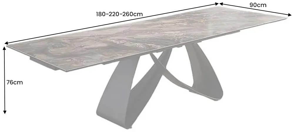 Rozťahovací keramický stôl Bayarmaa 180-220-260 cm taupe