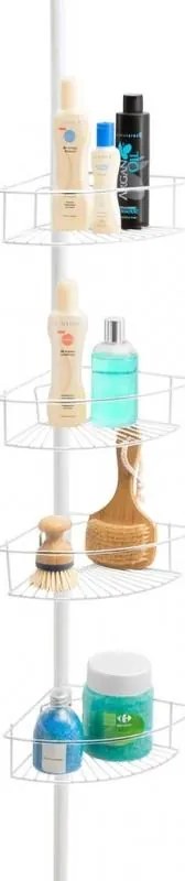 Erga Scopic, rohová teleskopická sprchová tyč 4 policová XL, biela matná, ERG-YKA-CH.SCOPIC-XL-WHT