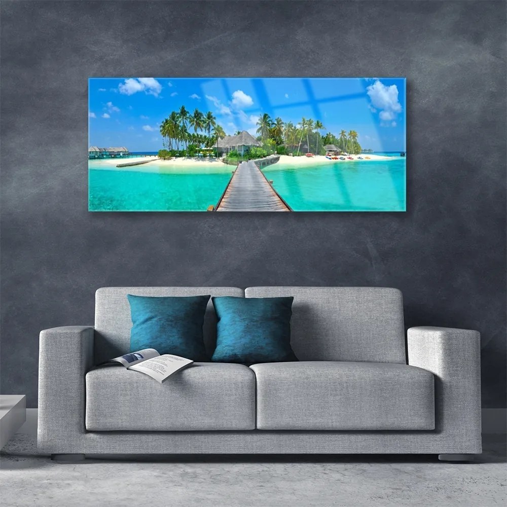 Obraz plexi Tropická pláž palmy 125x50 cm