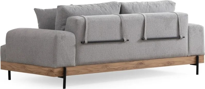 Třímístní pohovka Eti 220 cm šedá/dub přírodní