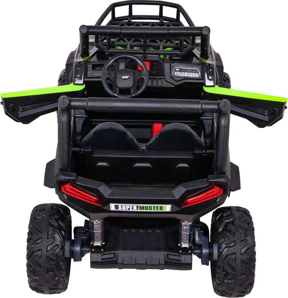 Ramiz Buggy UTV Off-roader pre deti Zelená + diaľkové ovládanie + nosič batožiny + pomalý štart + EVA + MP3 LED
