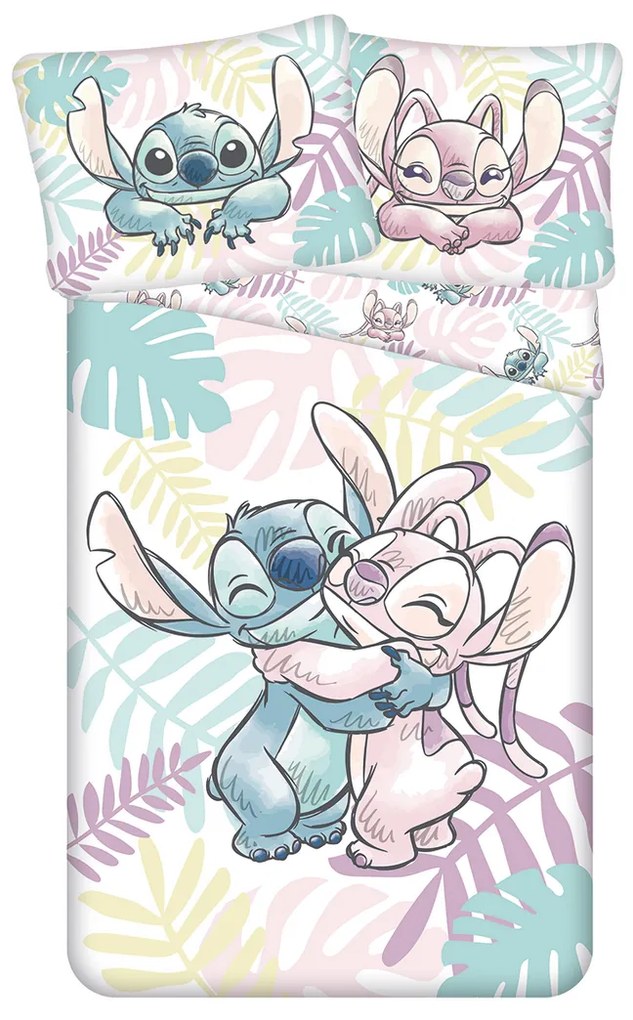Jerry Fabrics Bavlnené obliečky Lilo and Stitch "Leaves", 140 x 200 cm, 60 x 80 cm