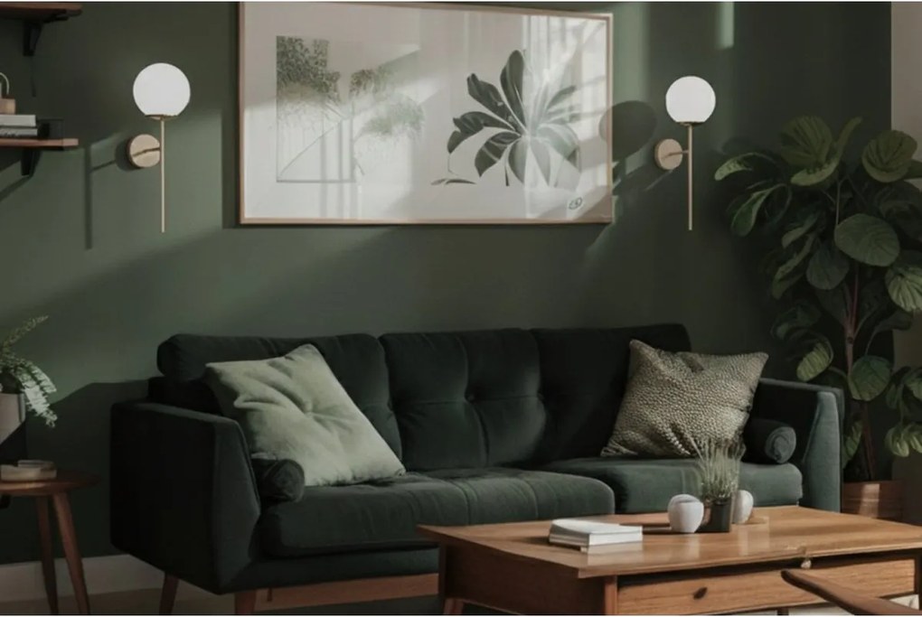 Nástenné svietidlo Florence, 1x biele sklenené tienidlo, be/g