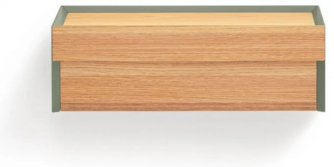 Zelený závesný nočný stolík s doskou v dubovom dekore Arista – Teulat