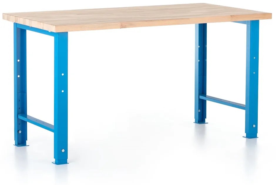 Výškovo nastaviteľný dielenský stôl Basic 150 x 80 cm, modrá