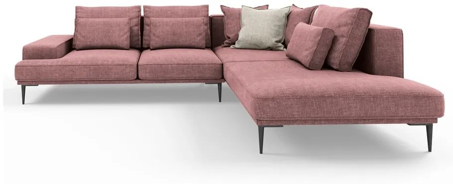 Ružová rozkladacia rohová pohovka Interieurs 86 Liege, pravý roh