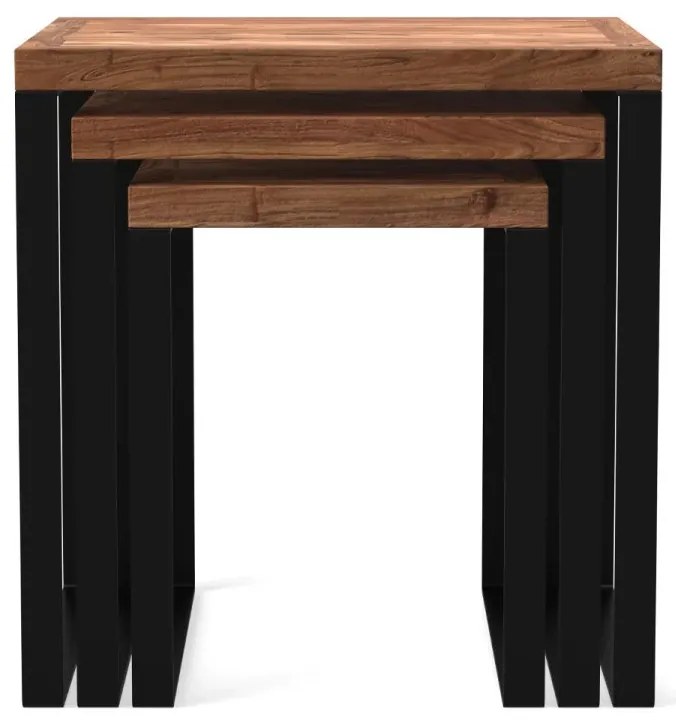 furniture-nabytek.cz - Sada 3 masívnych konferenčných stolíkov Sydney z akácie, lakovaných, hnedých