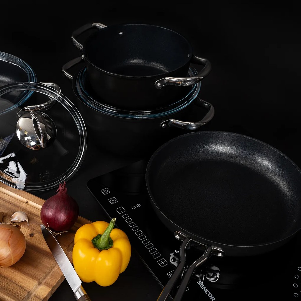 4Home 7-dielna súprava riadu s nepriľnavým povrchom Titanium