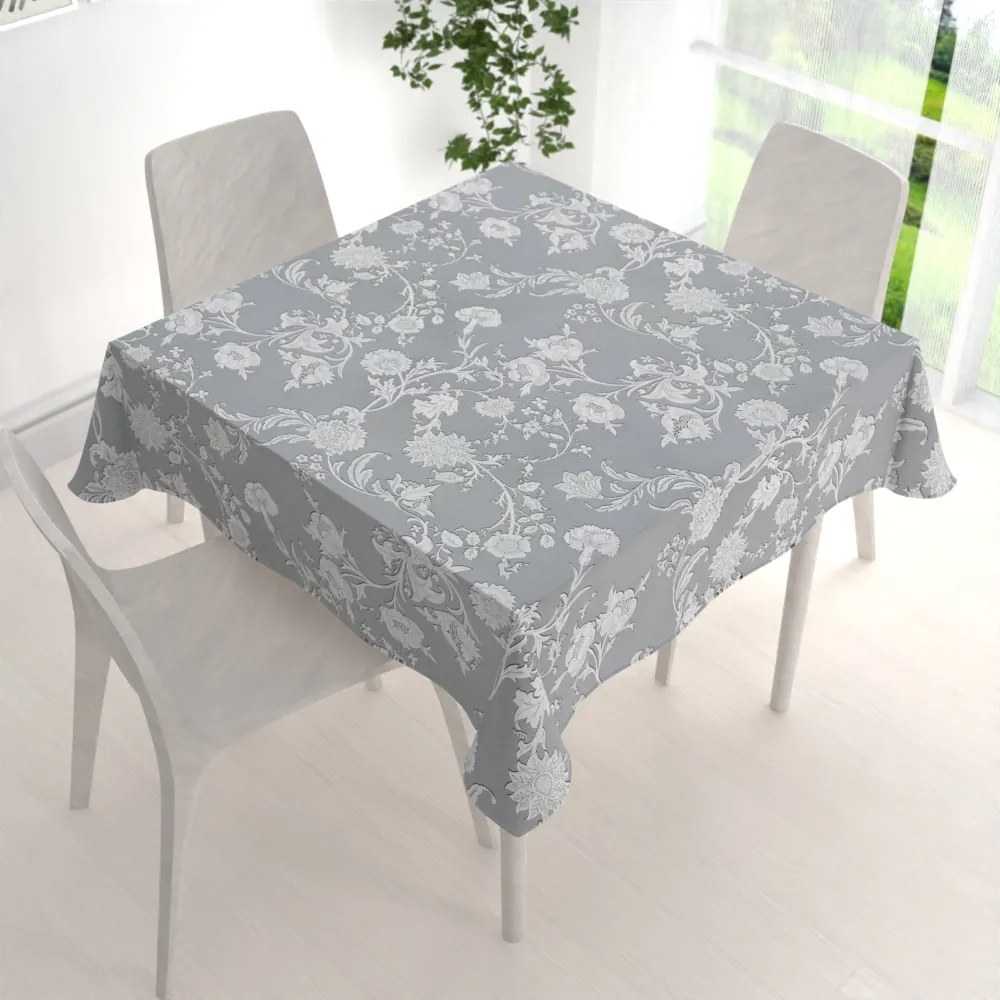Biante Dekoračný štvorcový obrus PM-046 Zámocké kvety na svetlo sivom 80x80 cm
