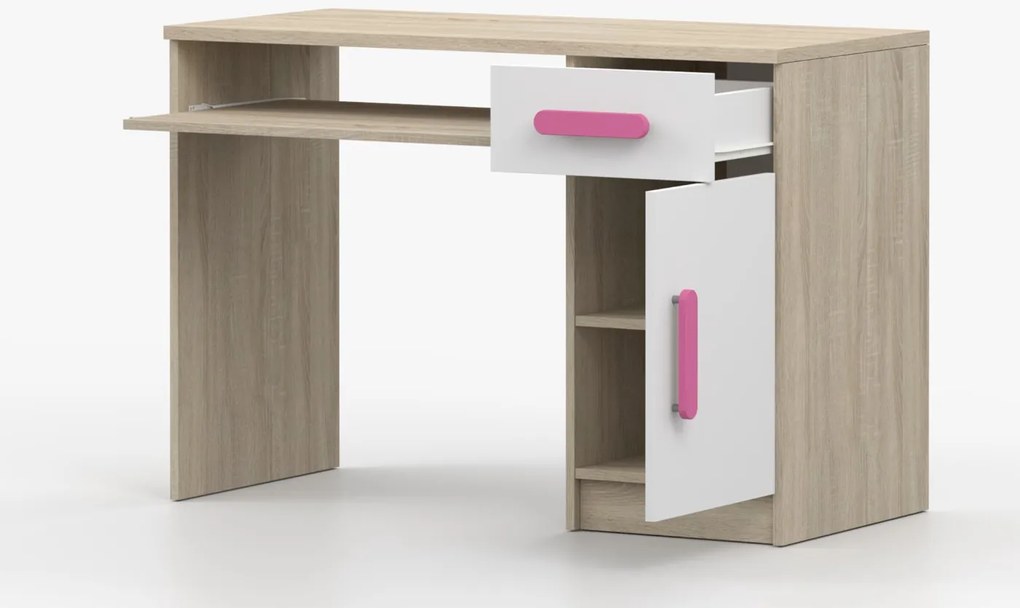 Písací stôl SCOUT - dub sonoma/biely (viac variant)