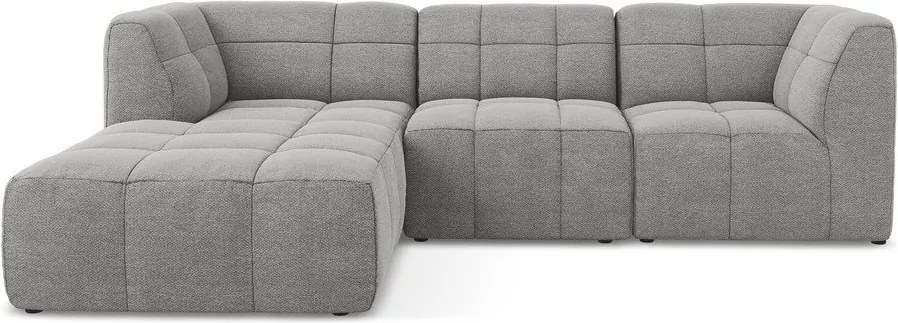 Sivá rohová pohovka z textílie buklé (ľavý roh/s leňoškou) Aloha – Makamii