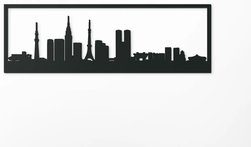 drevko Obraz Tokio panoráma Rozmer obrazu: 29,5 x 89 cm, Farba dekorácie: Čierna