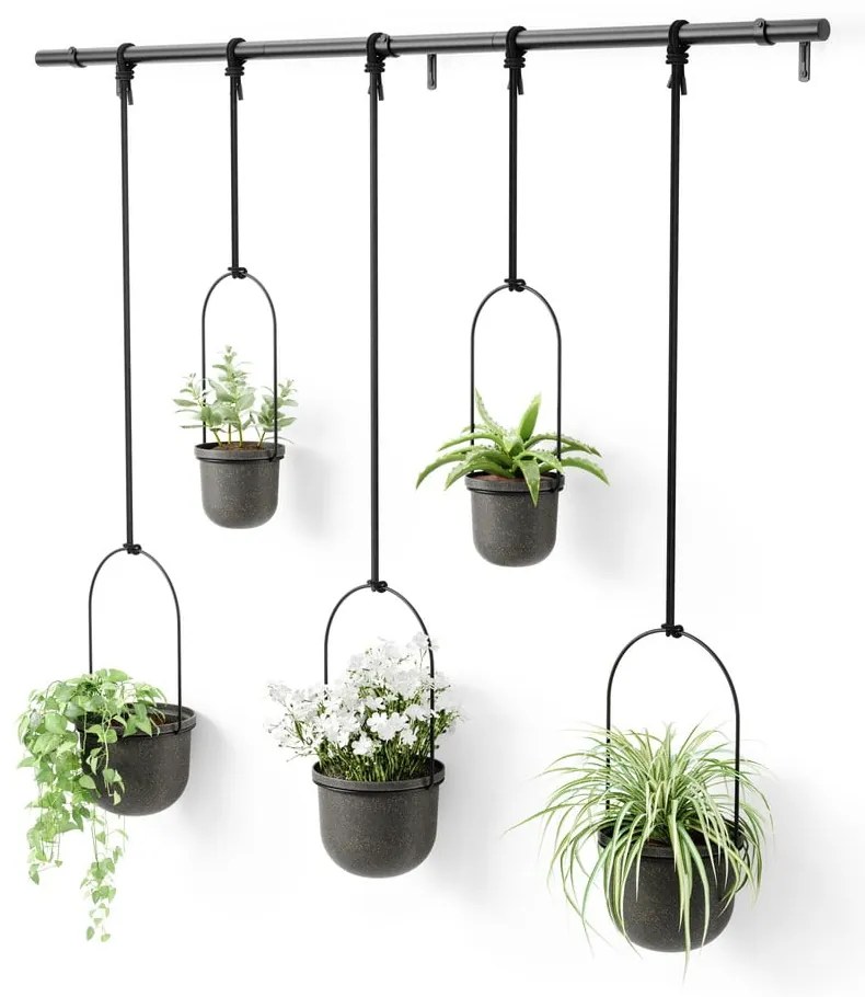 Plastové obaly na kvetináče v súprave 5 ks na bylinky/závesné a nástenné ø 7,5 cm Triflora – Umbra