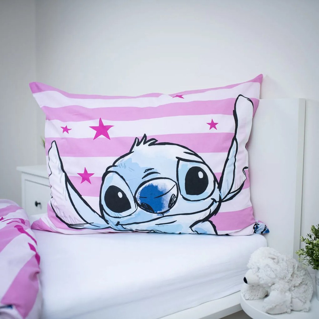 Halantex Bavlnené obliečky 140x200 + 70x90 cm - Lilo a Stitch "Pink Stars"