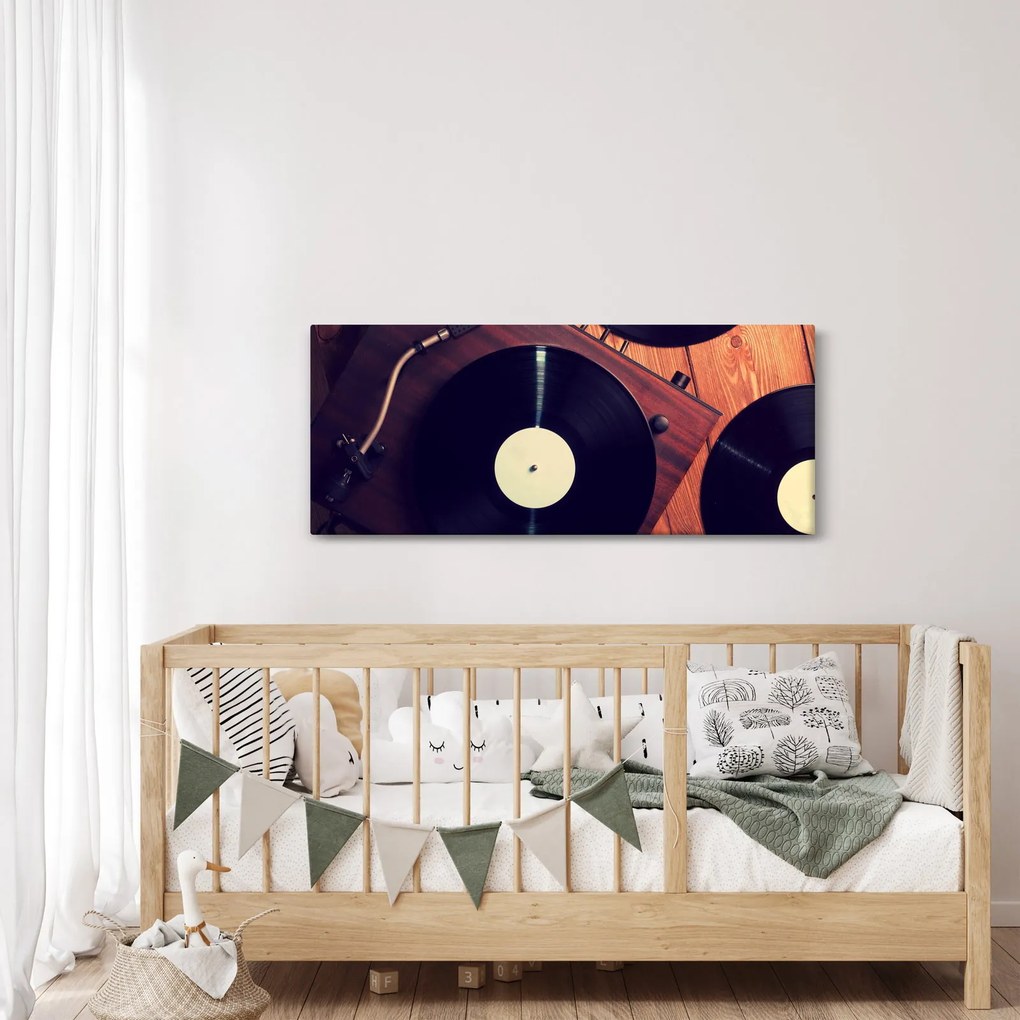 Obraz gramofónových dosiek (120x50 cm)