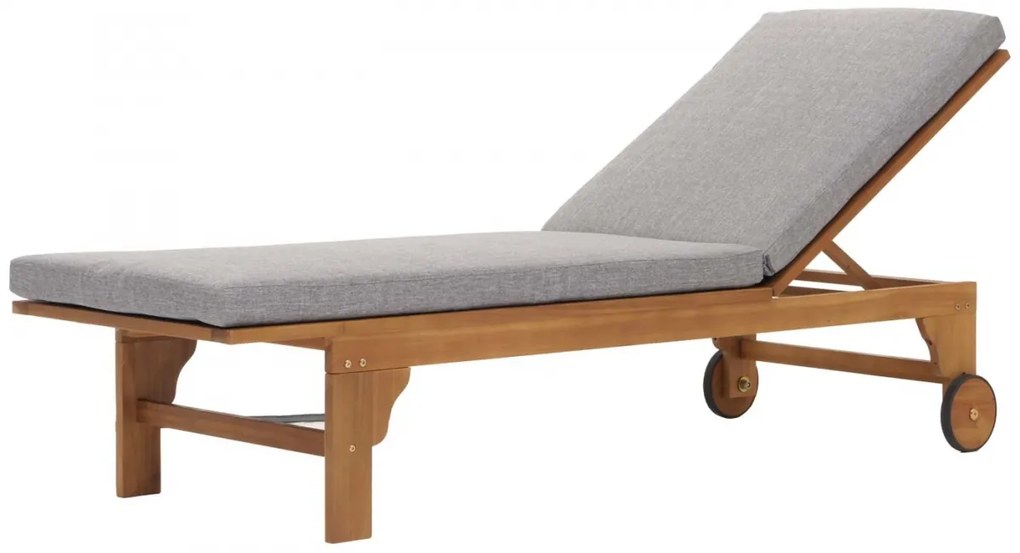 Lehátko HWC-N48, masívne akáciové drevo - sivý vankúš