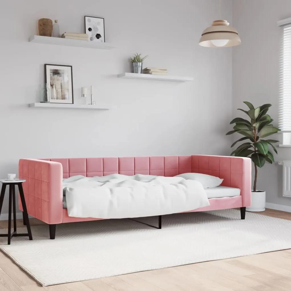 Denná posteľ ružová 90x200 cm zamat 354011