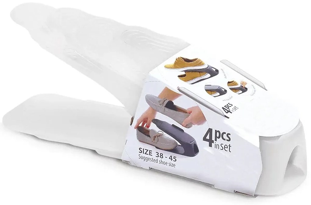 Prosperplast Organizér na topánky, plastový, sada 4 ks pre veľkosť 38-45, transparentný