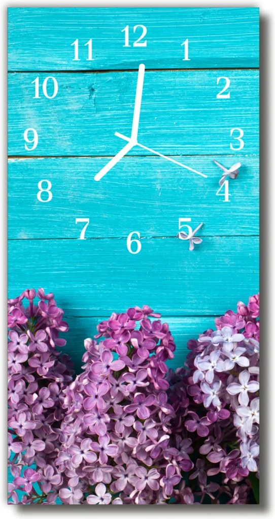 Nástenné hodiny vertikálne  Kvety Drevo bez farby