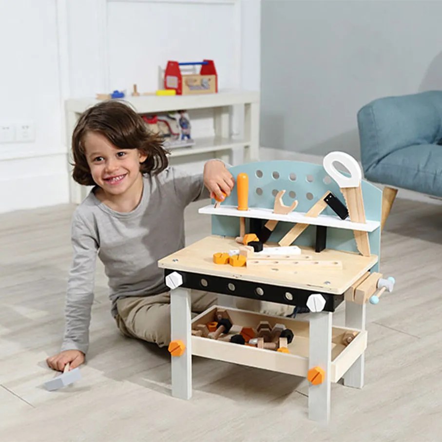 Drevená dielňa pre deti, stôl na náradie, 38 prvkov ECOTOYS