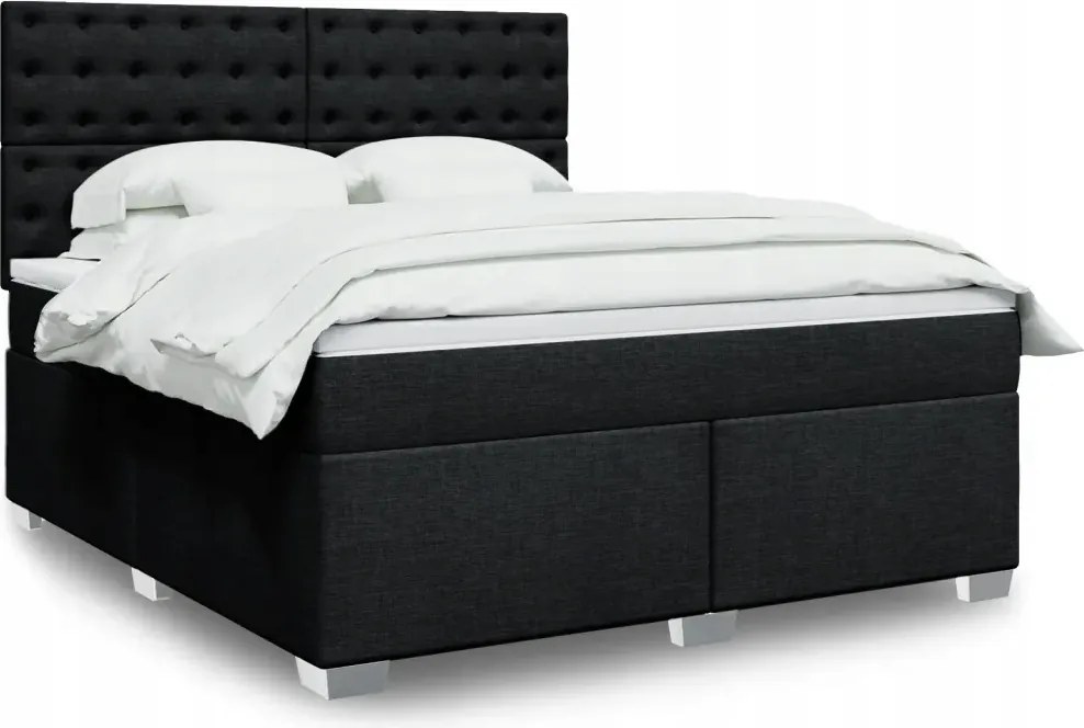 vidaXL Posteľný rám boxspring s matracom čierny 180x200 cm látka