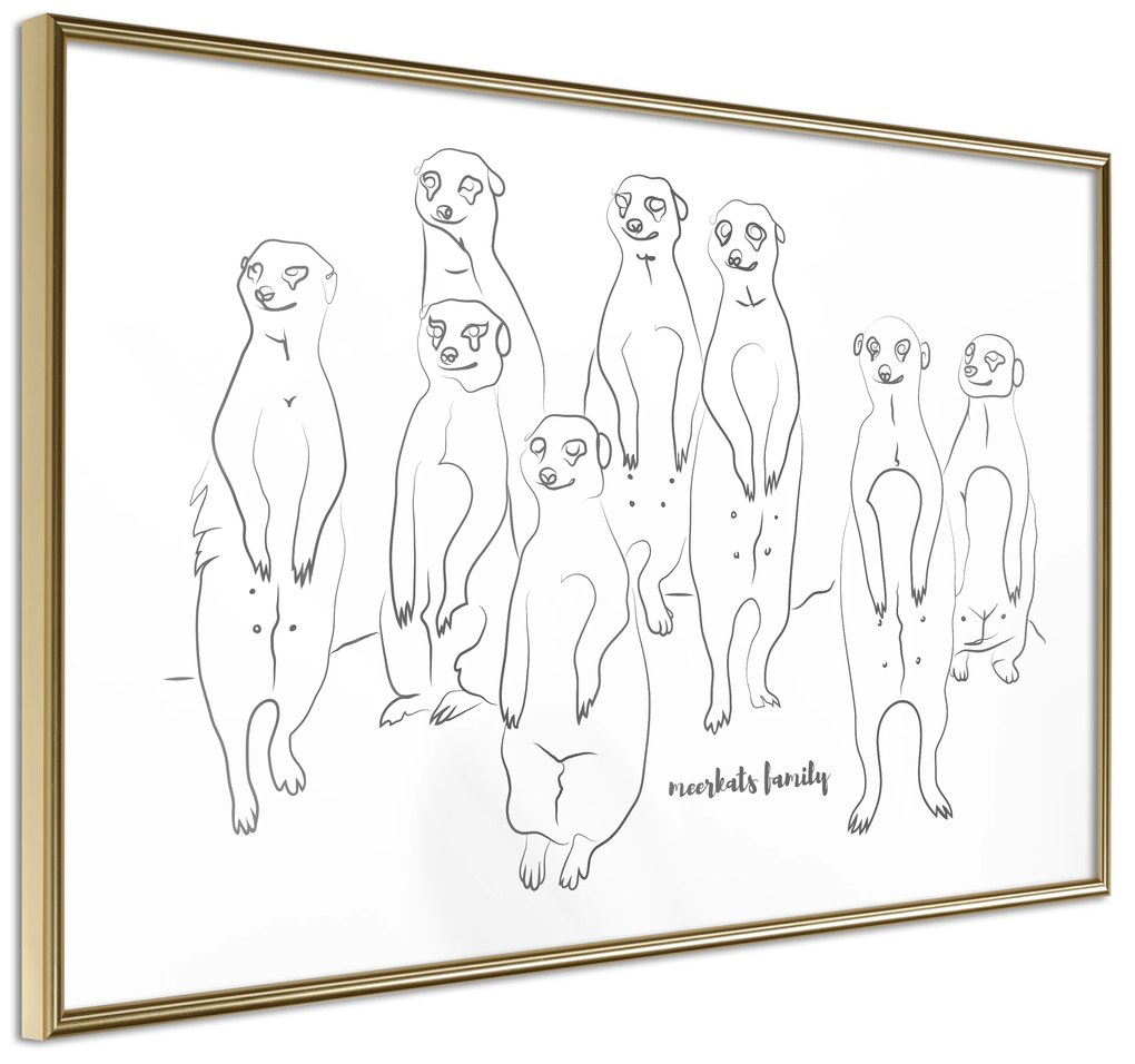 Artgeist Plagát - Meerkats Family [Poster] Veľkosť: 30x20, Verzia: Čierny rám s passe-partout