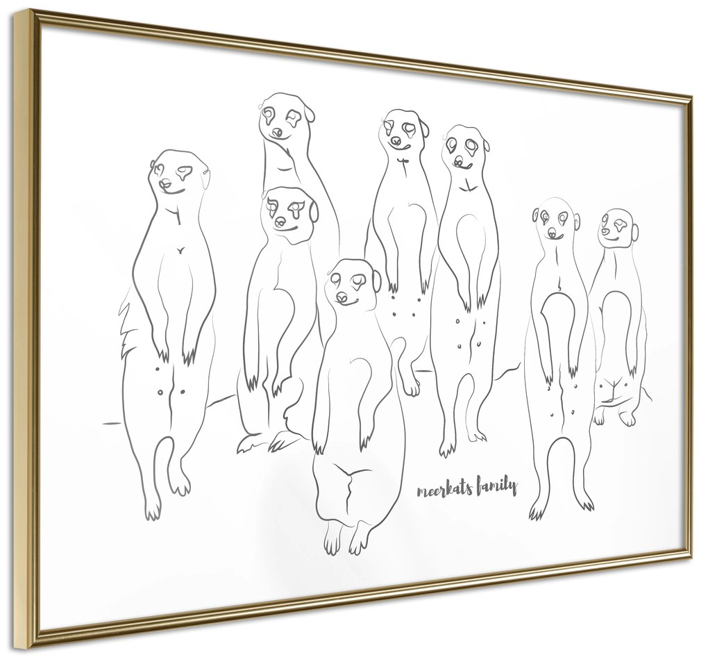 Artgeist Plagát - Meerkats Family [Poster] Veľkosť: 30x20, Verzia: Zlatý rám