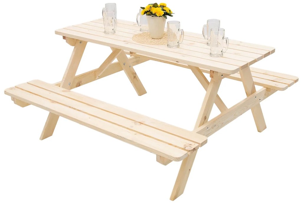 Deokork Masívny drevený pivný set z borovice 160 cm hrúbka 28 mm