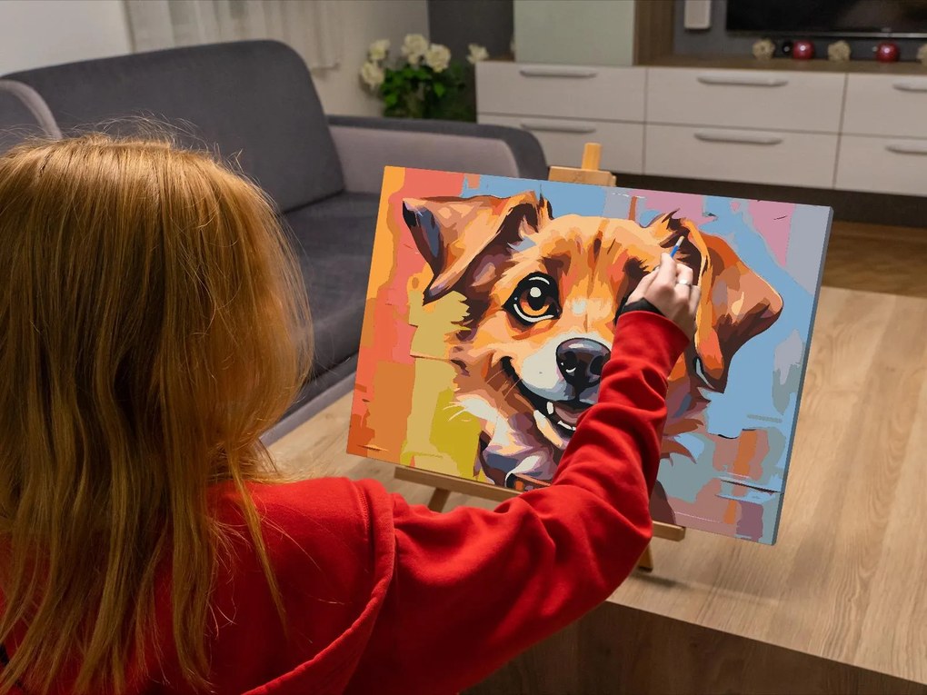 Gario Maľovanie podľa čísel Veselý psík Rozmery: 80 x 60 cm, Rámovanie: S vnútorným rámom