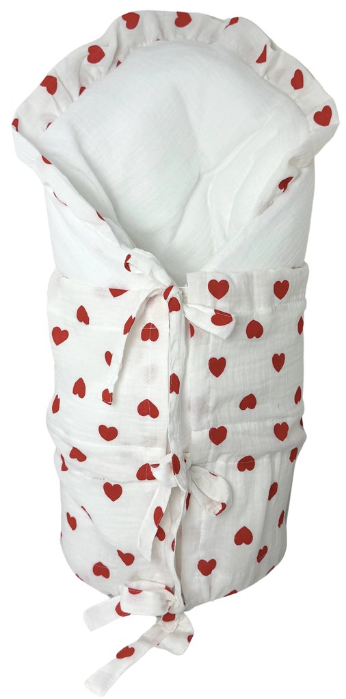 INTERMEDIC SK Obliečka na zavinovačku mušelín - Love Red  73x73 cm Veľkosť: 37x120 cm
