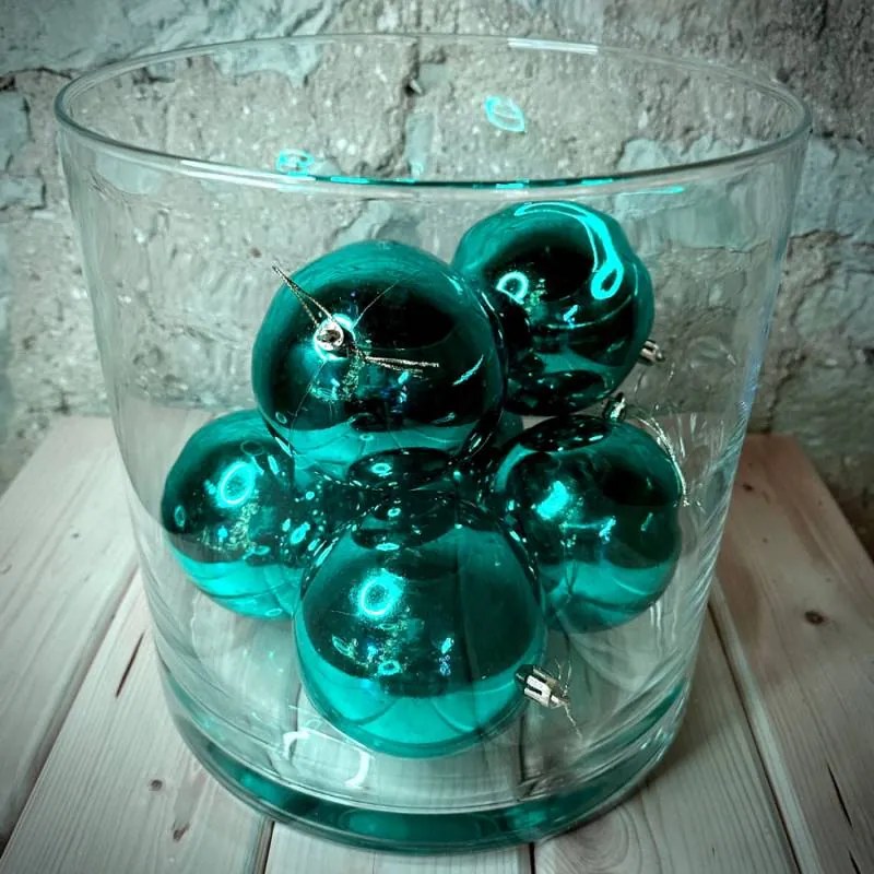 DECOLED Plastová koule, prům. 10 cm, paví zelená, 6x lesklá