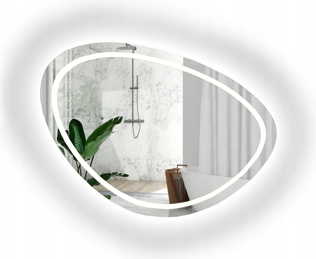 Organické pieskované zrkadlo s podsvietením Obsidián Led II 197x150