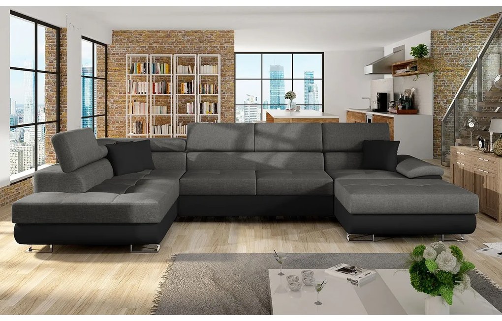 Rohová sedacia súprava Alvin Bis, Dostupné poťahy: ekokoža Soft 029 + Uttario Velvet 2971 + kunstleder Soft 029, Strana: Pravá - U