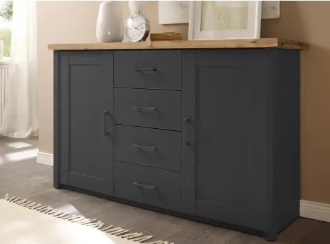 Široká komoda so zásuvkami Locarno, grafit/dub artisan%