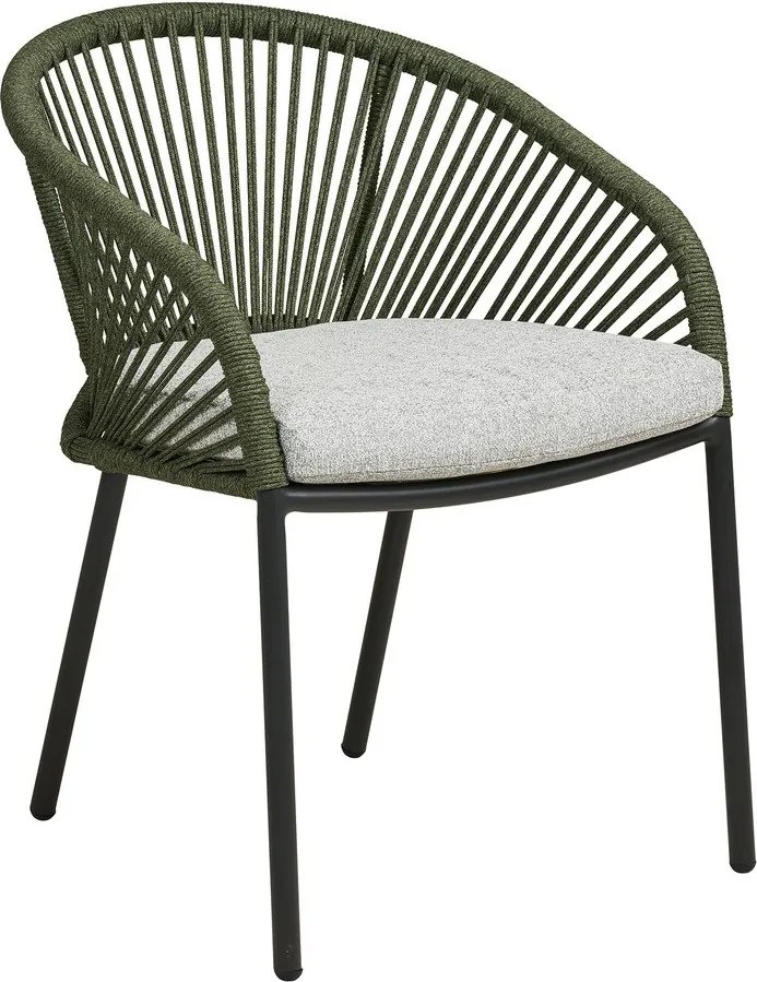 Zelená kovová/polstrovaná záhradná stolička Novella – House Nordic