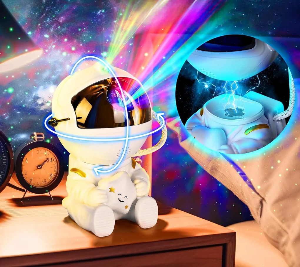 Nočná LED lampička/projektor s diaľkovým ovládačom UNIVERSE - biela