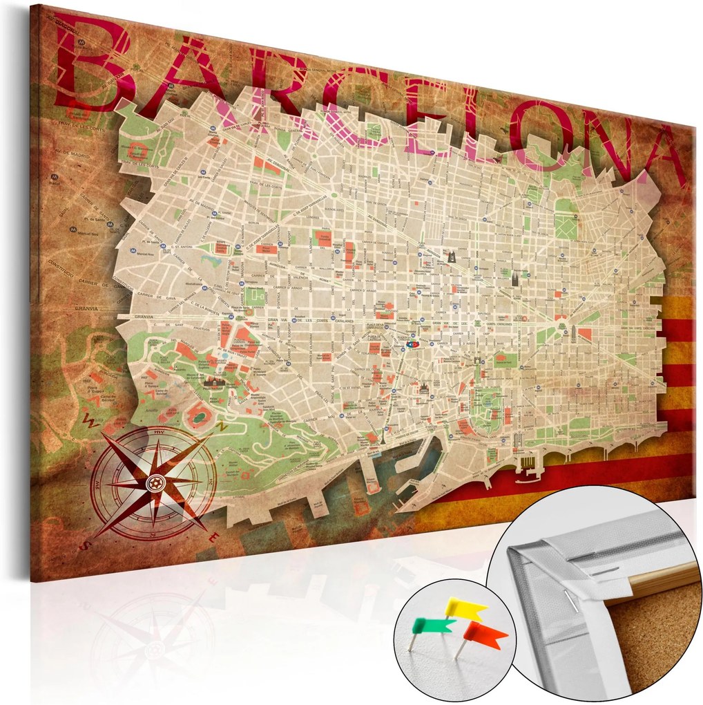 Obraz na korku - Map of Barcelona [Cork Map] 120x80
