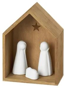 Malý drevený Betlehem s porcelánovými figúrkami