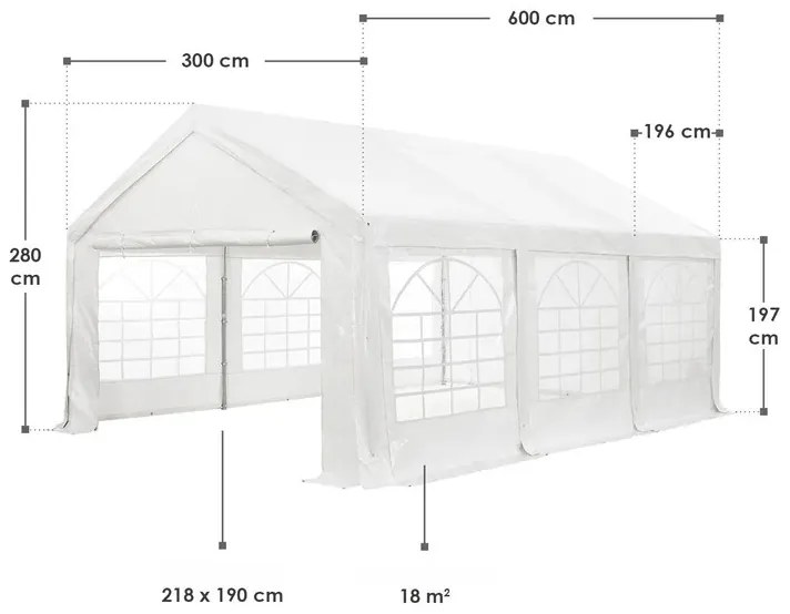 InternetovaZahrada Párty stan Gala 3x6 m - biela