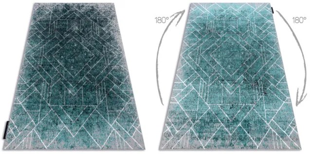 Koberec DE LUXE 626 geometrický, romby - sivý / zelený