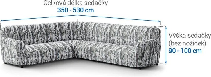 Bielastické poťahy OCEANO NOVÉ šedo-modré rohová sedačka (š. 350 - 530 cm)
