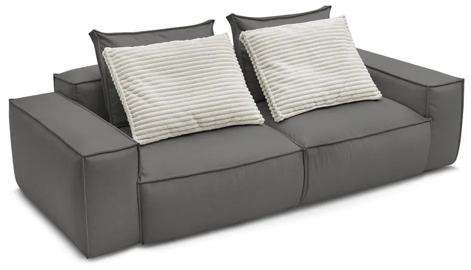 Sivá pohovka z imitácie kože 260 cm Boheme – Bobochic Paris