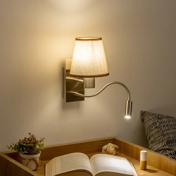 Brilagi - LED Nástenná lampa NUBILA 1xE27/25W/230V + LED/3W chróm/hnedá