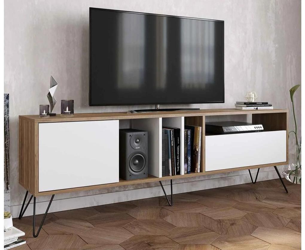 Dizajnový TV stolík Baqia 180 cm orech biely