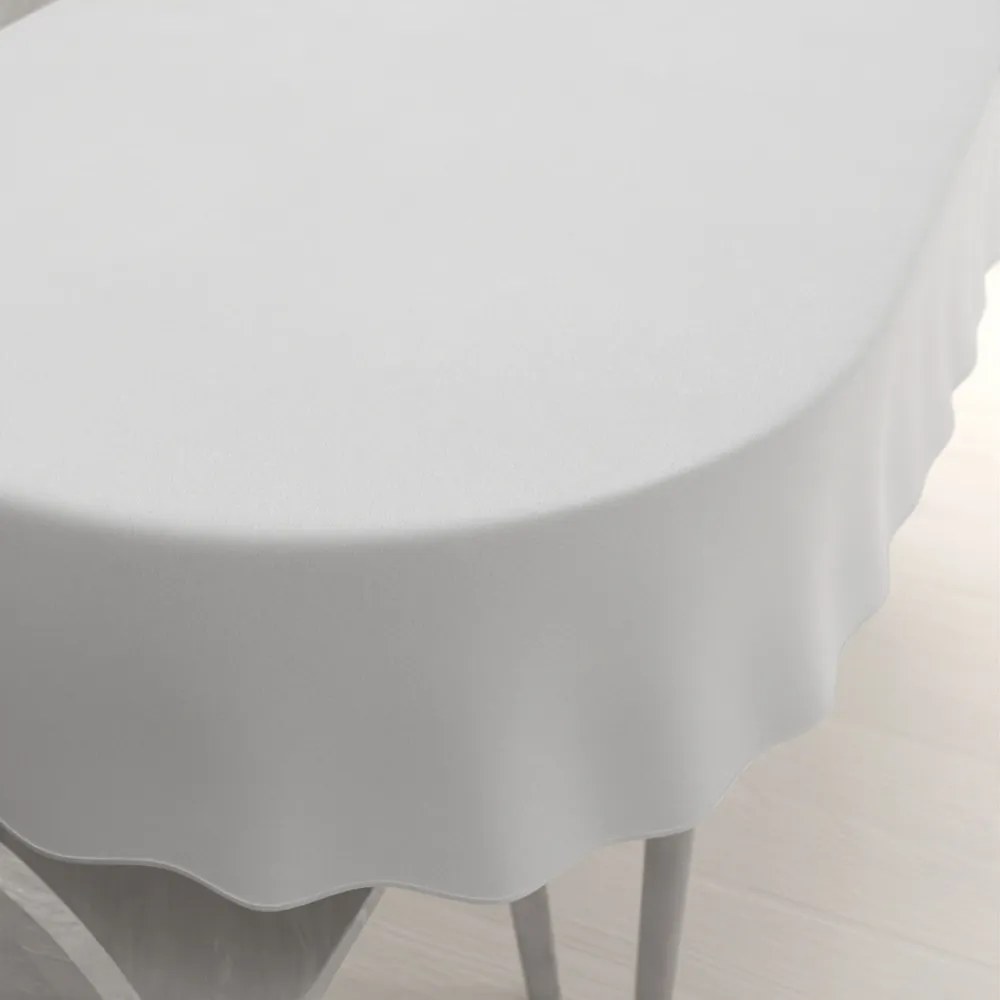 Biante Veľký dekoračný oválny obrus BKU-112 Dymovo biely 260x320 cm